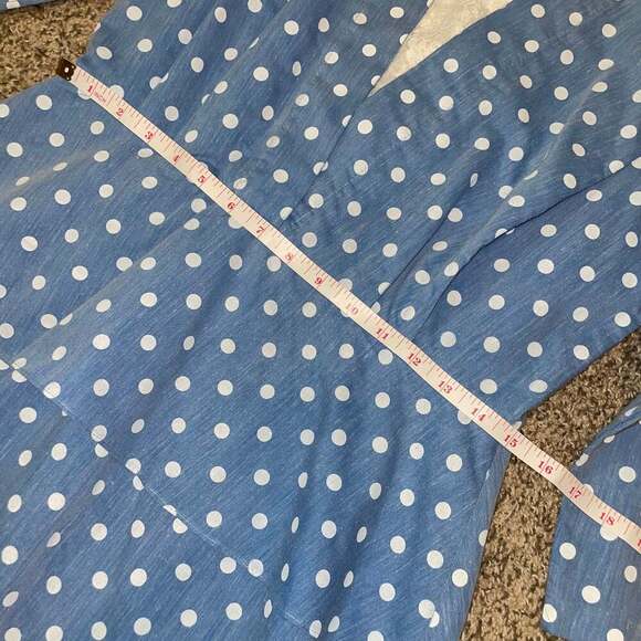 Vintage- Fredrick’s Of HollywoodLight Blue Polka Dot Peplum Dress - Picture 2 of 6